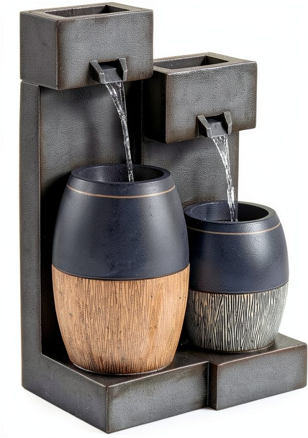 Outdoor Wall Fountain Gray Resin LED Light John Timberland-7