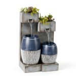 Outdoor Wall Fountain Gray Resin LED Light John Timberland-0