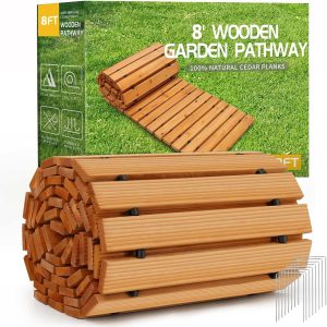 Cedar Wood Garden Walkway RELIANCER Flexible Slats Outdoor-0