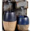 Outdoor Wall Fountain Gray Resin LED Light John Timberland-6