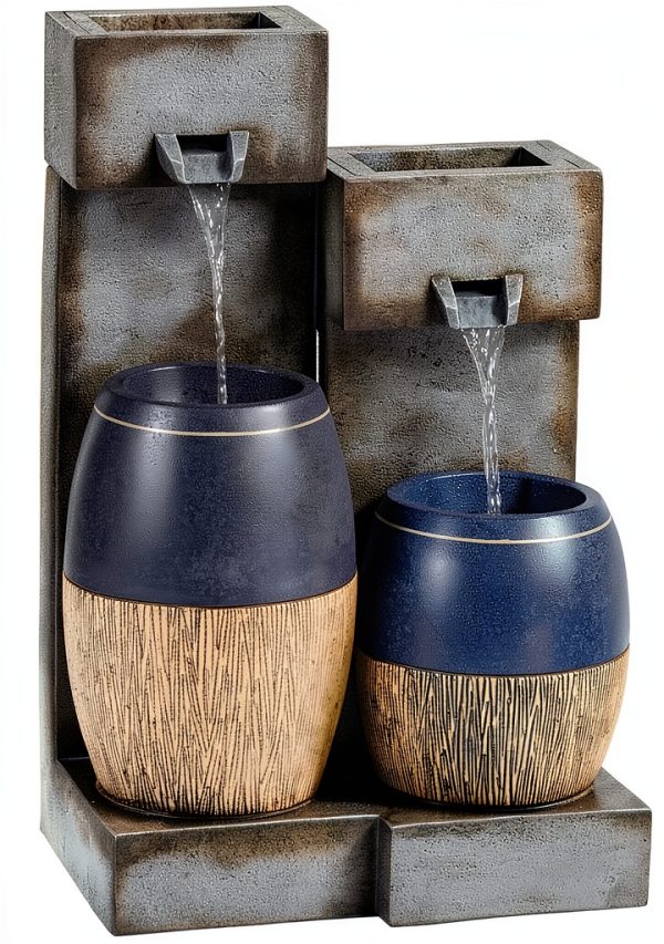 Outdoor Wall Fountain Gray Resin LED Light John Timberland-6