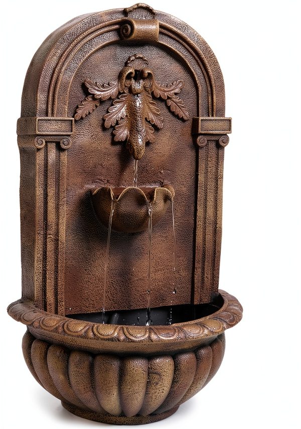 Solar Wall Fountain Sunnydaze Decor Resin Weather Resistant-0