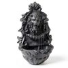 Solar Wall Fountain Gray Resin Sunnydaze Decor Outdoor-2