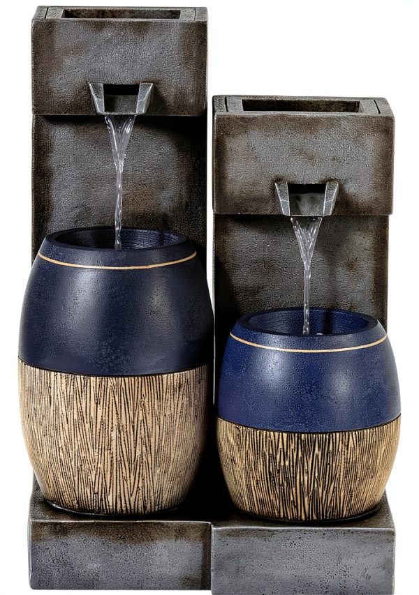Outdoor Wall Fountain Gray Resin LED Light John Timberland-8