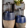 Outdoor Wall Fountain Gray Resin LED Light John Timberland-1