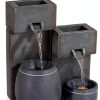 Outdoor Wall Fountain Gray Resin LED Light John Timberland-2
