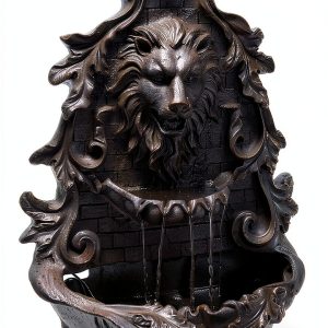 Solar Wall Fountain Gray Resin Sunnydaze Decor Outdoor-0