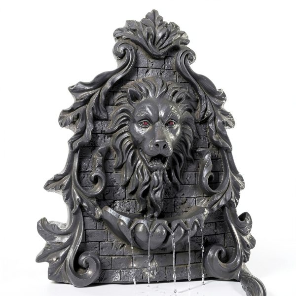 Solar Wall Fountain Gray Resin Sunnydaze Decor Outdoor-4