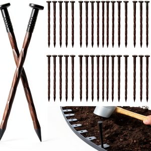 Sissinda Garden Edging Spikes Plastic Spiral Design 100 Pack-0
