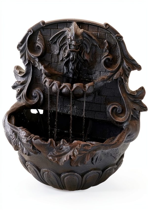 Solar Wall Fountain Gray Resin Sunnydaze Decor Outdoor-5