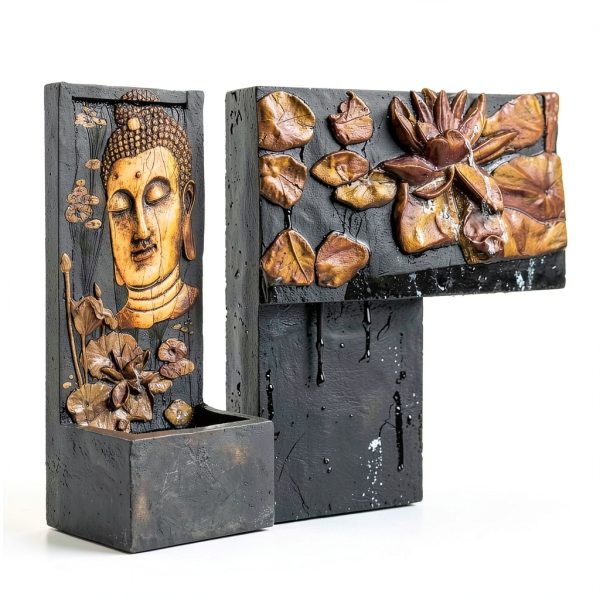 Buddha Face Fountain XBrand Wall Outdoor Bronze-10