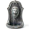 Solar Wall Fountain XBrand Gray Resin Lion Head-3