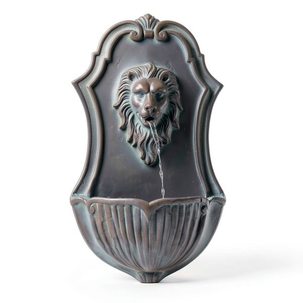 Solar Wall Fountain XBrand Gray Resin Lion Head-6