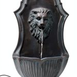 XBrand Solar Wall Fountain Gray Resin Lion Head 26in Model ALLHC73GR-0