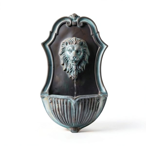 Solar Wall Fountain XBrand Gray Resin Lion Head-4