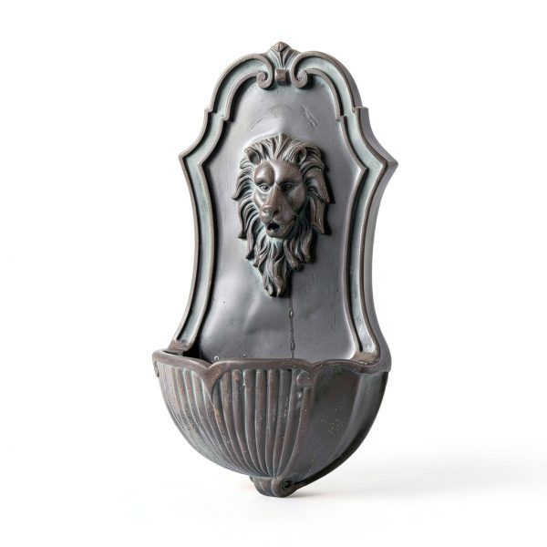 XBrand Solar Wall Fountain Gray Resin Lion Head 26in Model ALLHC73GR-1