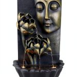 Wall Mounted Buddha Fountain Warm Garden Resin Black 17x10.3x32.3in-0
