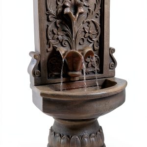 Outdoor Wall Fountain Sunnydaze Decor Lighted Resin 18.5x12x37.5in-0