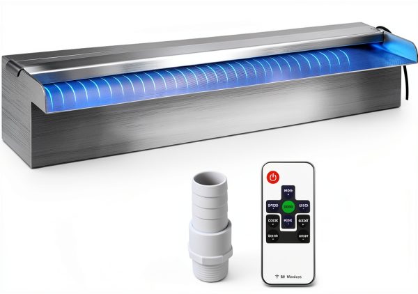 VEVOR Stainless Steel Wall Fountain with Remote LED 11.8x4.5x3.1-0