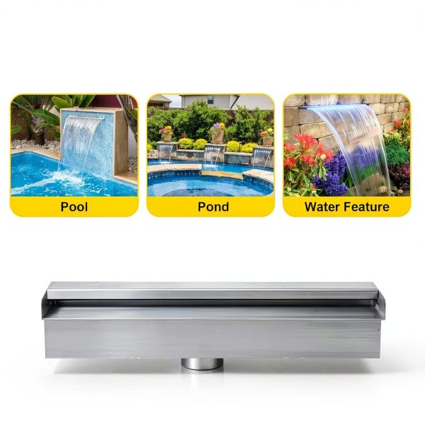 VEVOR Stainless Steel Wall Fountain with Remote LED 11.8x4.5x3.1-3