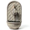 Sunnydaze Decor Wall-Mounted Outdoor Fountain French Limestone 14x8x26-3