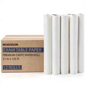 McKesson Medical Exam Table Paper [12 Rolls] - Bed Table Sheet Cover Ideal for Diaper Changing, Waxing, Nursing, Chiropractor, Tracing - Premium Crepe Paper Roll - White, 21 in x 125 ft-0