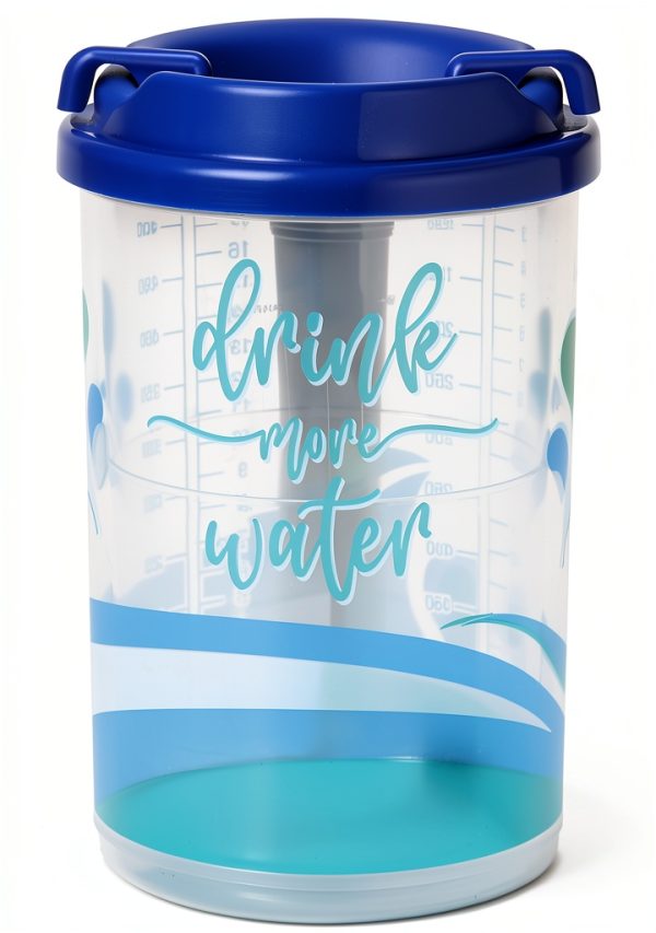 Hospital Cup Plum Hill 20oz Blue Bottle with Lid, Straw & Handle-5