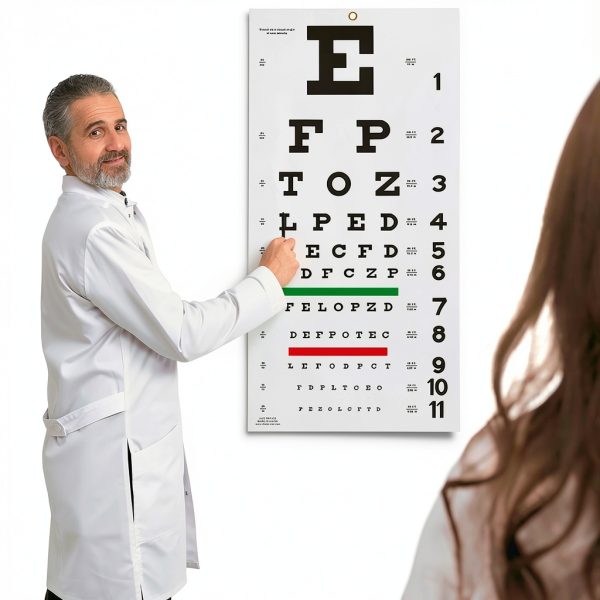 Snellen Eye Chart with Fixing Sticker 11x22 in Eye Charts for Eye ExamsIdeal for Doctor's OfficeSchool, Home with Eye occluder and Pointer 4 Fixation Patches-6