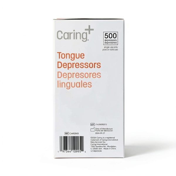 Caring Wood Tongue Depressors 6 Inch Standard 500 Count Non Sterile-3