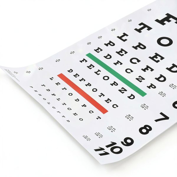 Snellen Eye Chart with Fixing Sticker 11x22 in Eye Charts for Eye ExamsIdeal for Doctor's OfficeSchool, Home with Eye occluder and Pointer 4 Fixation Patches-2