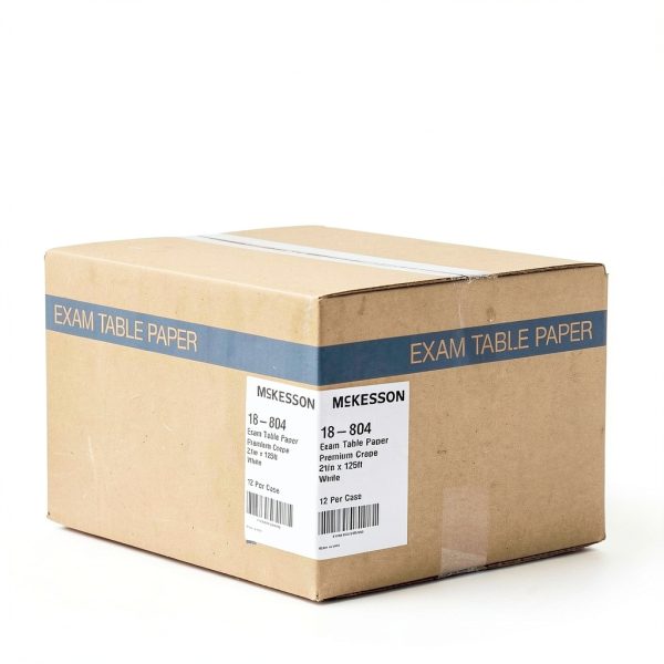 McKesson Medical Exam Table Paper [12 Rolls] - Bed Table Sheet Cover Ideal for Diaper Changing, Waxing, Nursing, Chiropractor, Tracing - Premium Crepe Paper Roll - White, 21 in x 125 ft-7