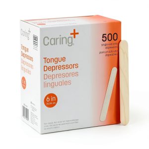 Caring Wood Tongue Depressors 6 Inch Standard 500 Count Non Sterile-0