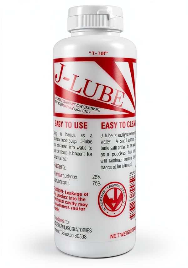 JorVet J-Lube Powder Lubricant | Easy-Mix Formula, Non-Irritating & Mess-Free | 10oz Bottle Makes 6-8 Gallons | Trusted for Veterinary & Obstetrical Use | Safe, Smooth & Easy to Clean | Red White-0